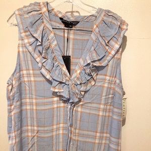 NWT Veronica beard sleeveless plaid top Large